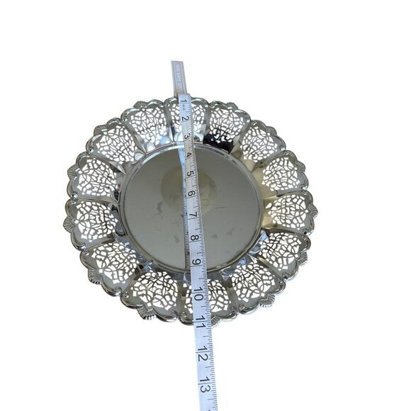 Silver-Plated Decorative Round Plates Set Of 3 With Filigree Edge Design - Picture 5 of 7